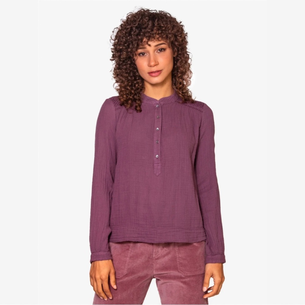 XiRENA Mya Cotton Muslin Blouse Top in Smokey Mauve (Purple)